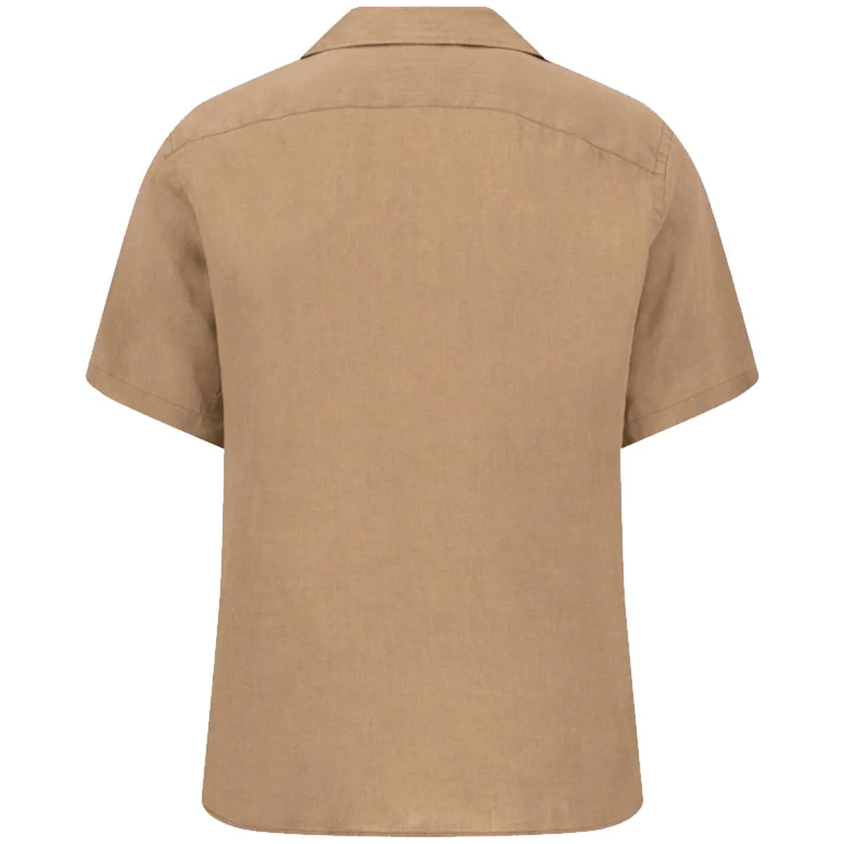 FYNCH HATTON Lapel Collared Short-Sleeve Shirt - Mens Pure Linen - Elephant Grey - Image 3