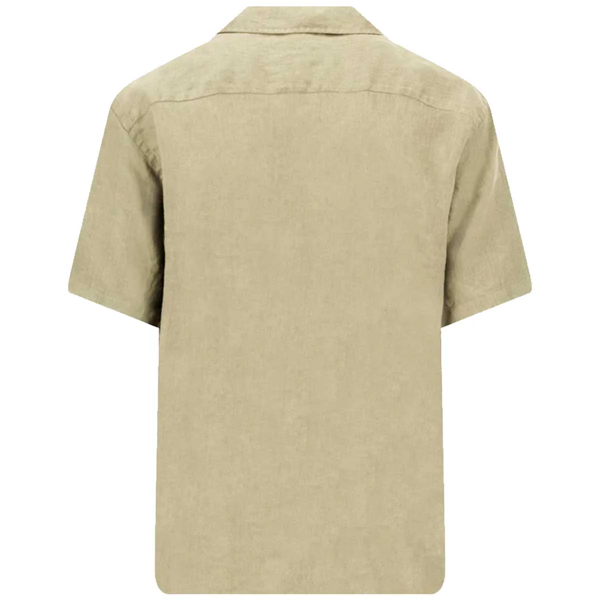 FYNCH HATTON Lapel Collared Short-Sleeve Shirt - Mens Pure Linen - Pistachio - Image 3