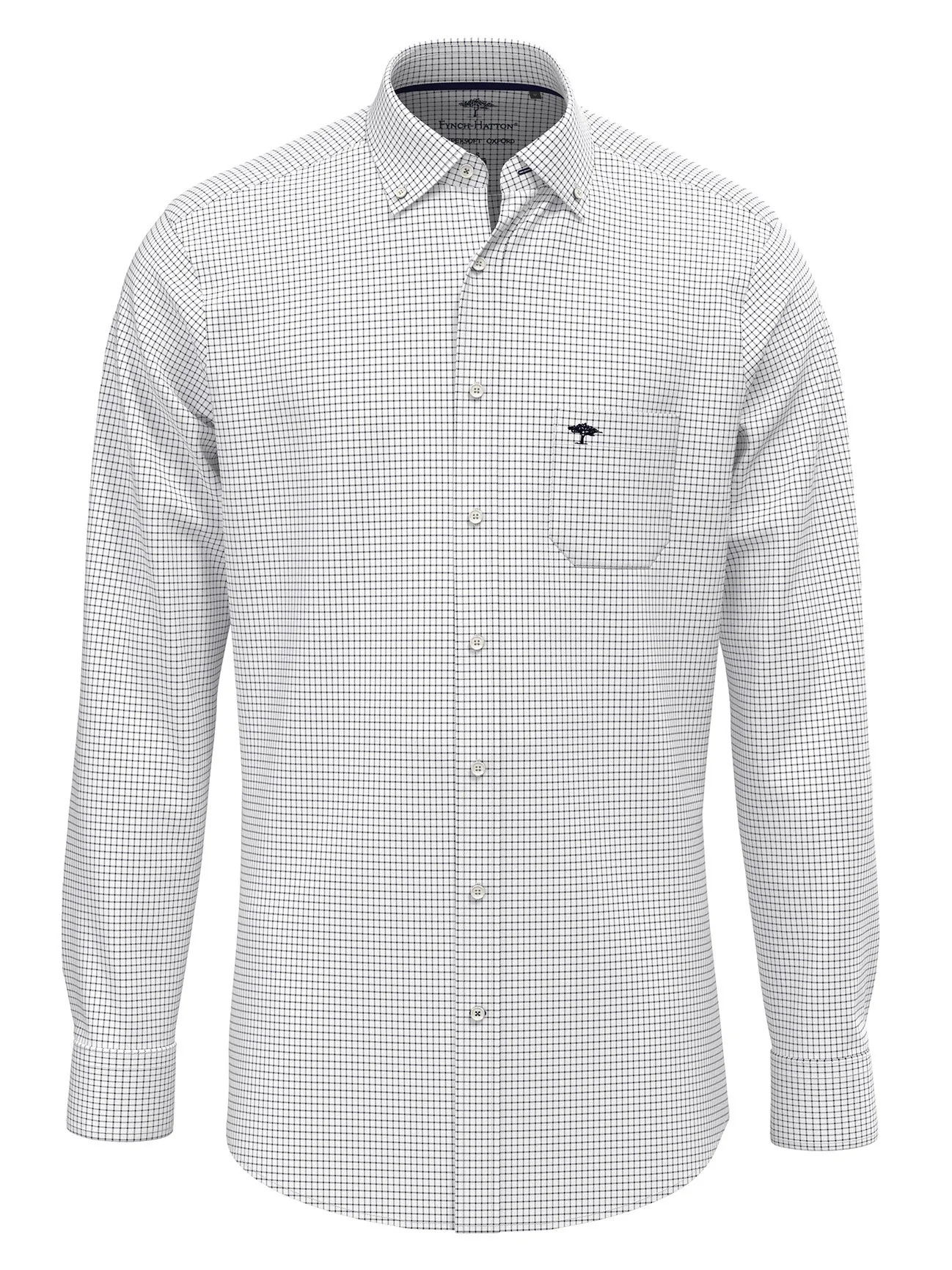 FYNCH HATTON Oxford Shirt - Men's Soft Cotton – Navy Check