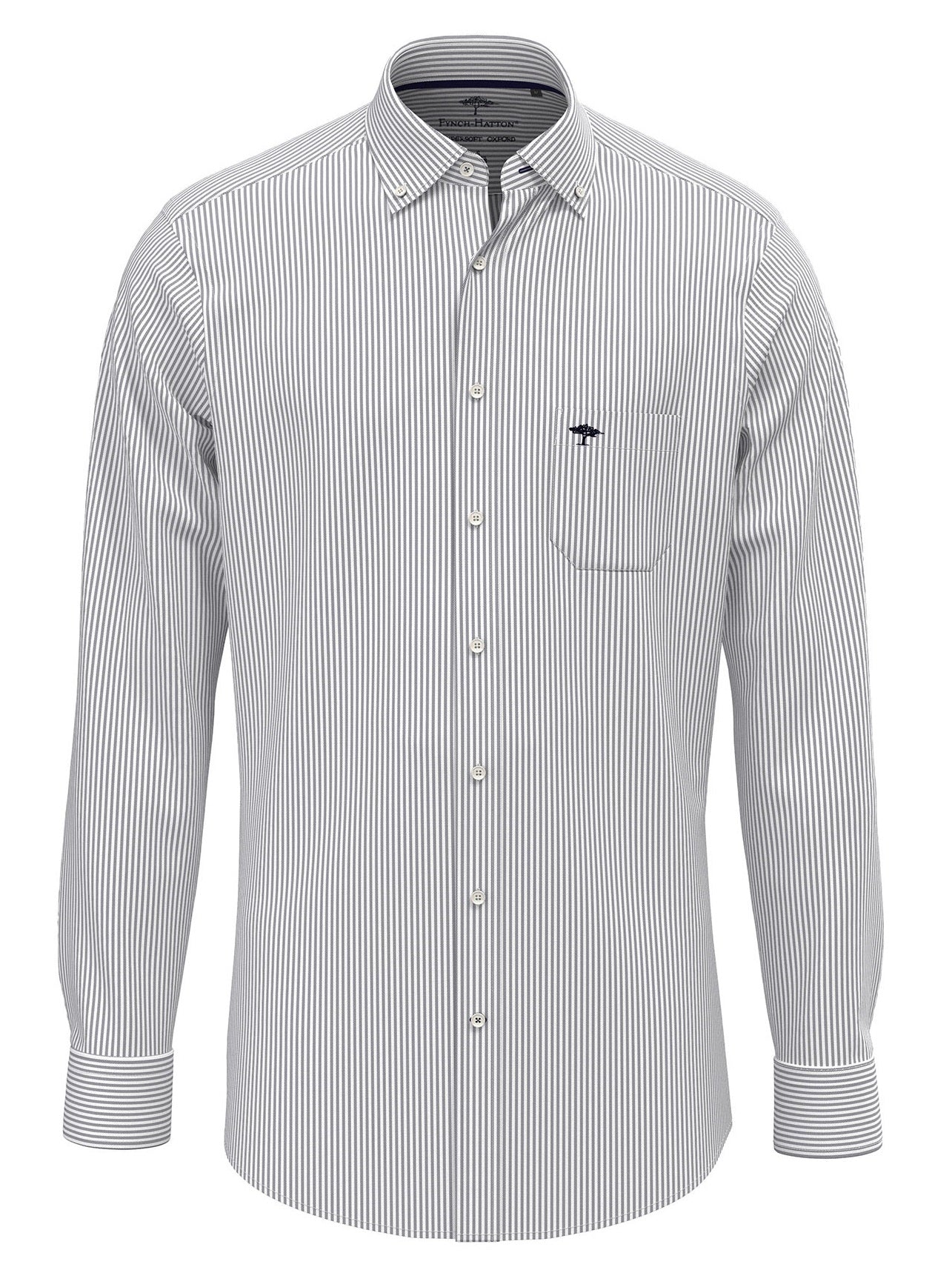 FYNCH HATTON Oxford Shirt - Men's Soft Cotton – Navy Stripe