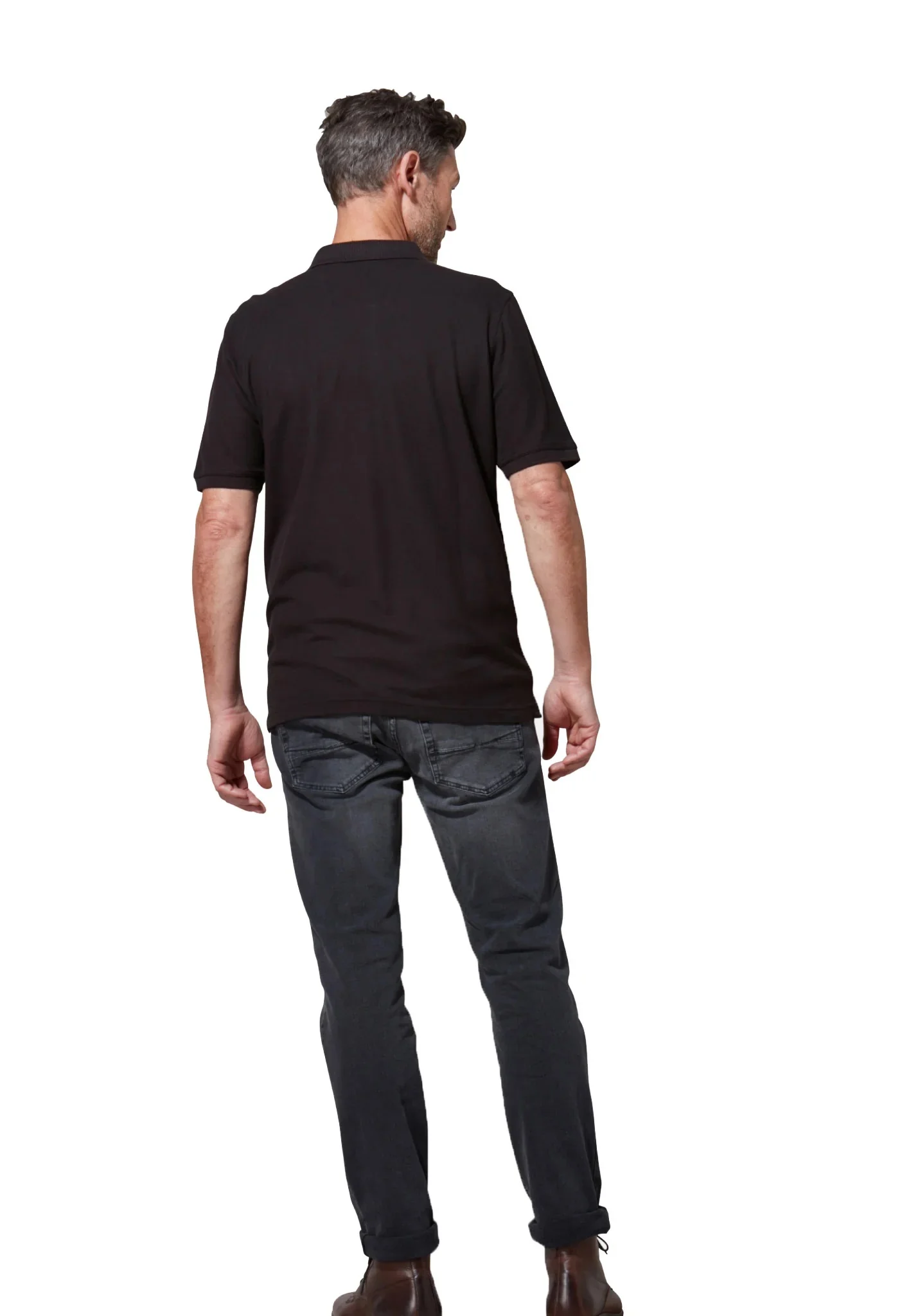 FYNCH HATTON Pique Polo Shirt - Men's Supima Cotton – Black - Image 5