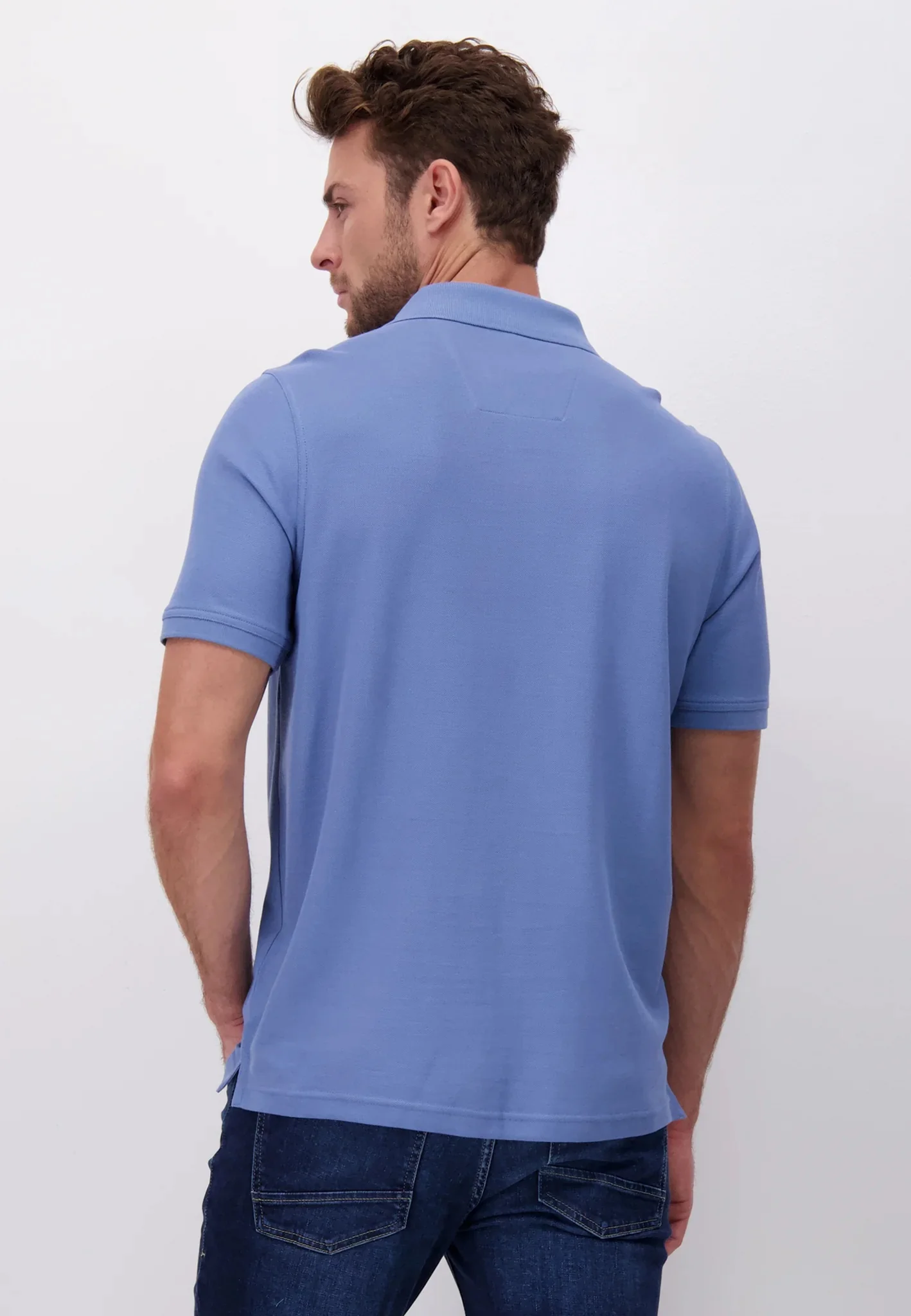 FYNCH HATTON Pique Polo Shirt - Men's Supima Cotton – Pacific - Image 3