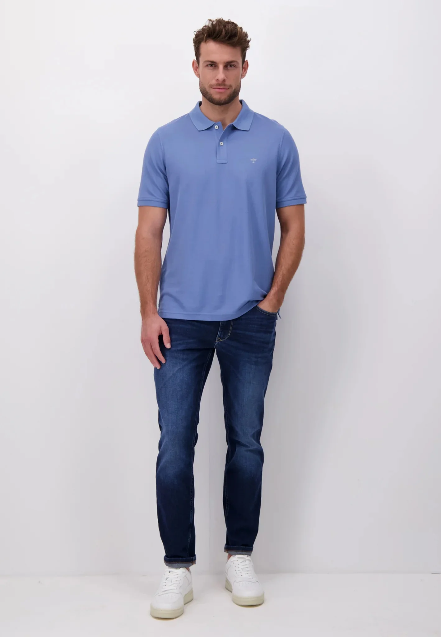 FYNCH HATTON Pique Polo Shirt - Men's Supima Cotton – Pacific - Image 4