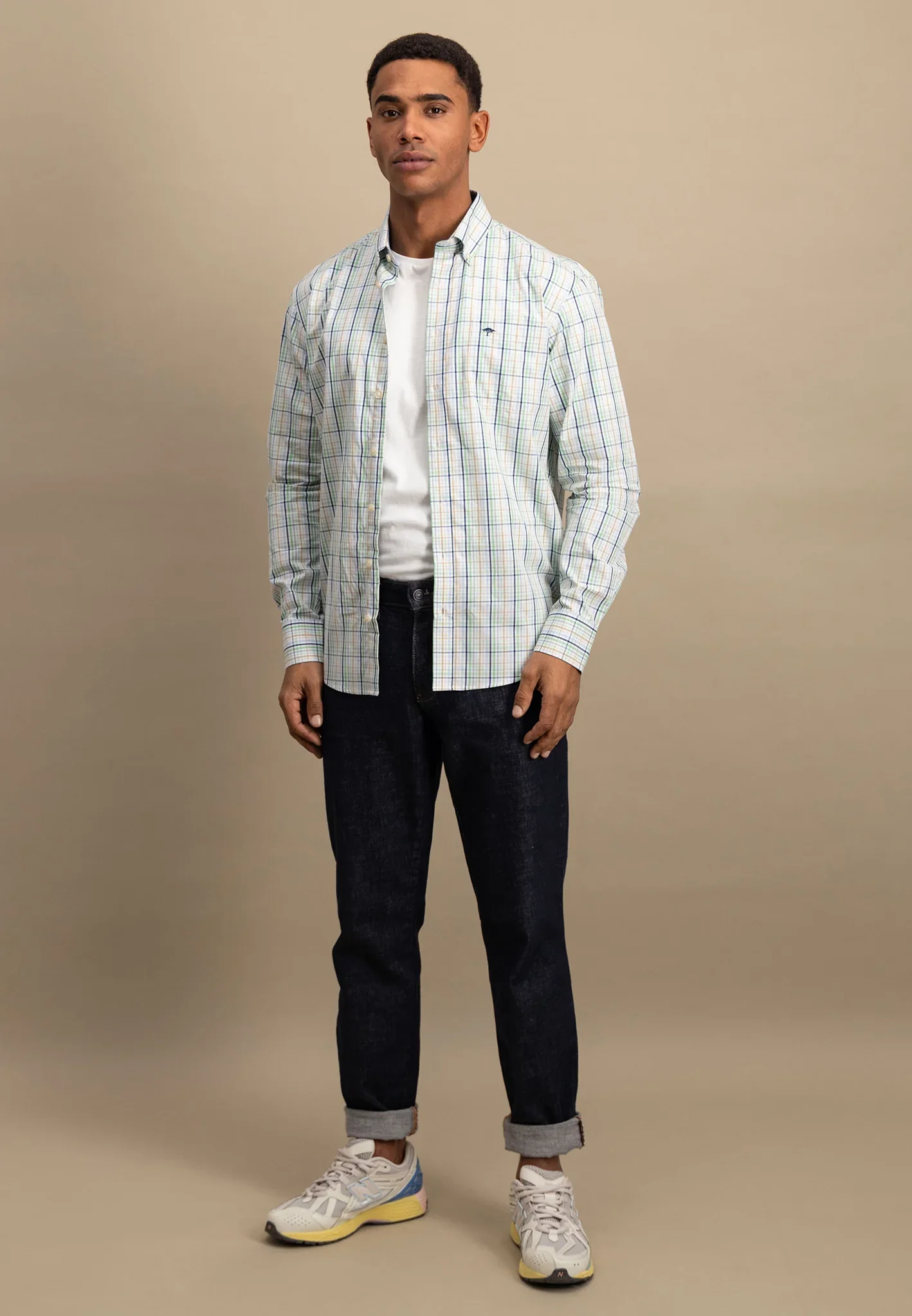 60% OFF FYNCH HATTON Pure Cotton Checked Shirt - Men's - Turf Green - Size: SMALL - Image 3