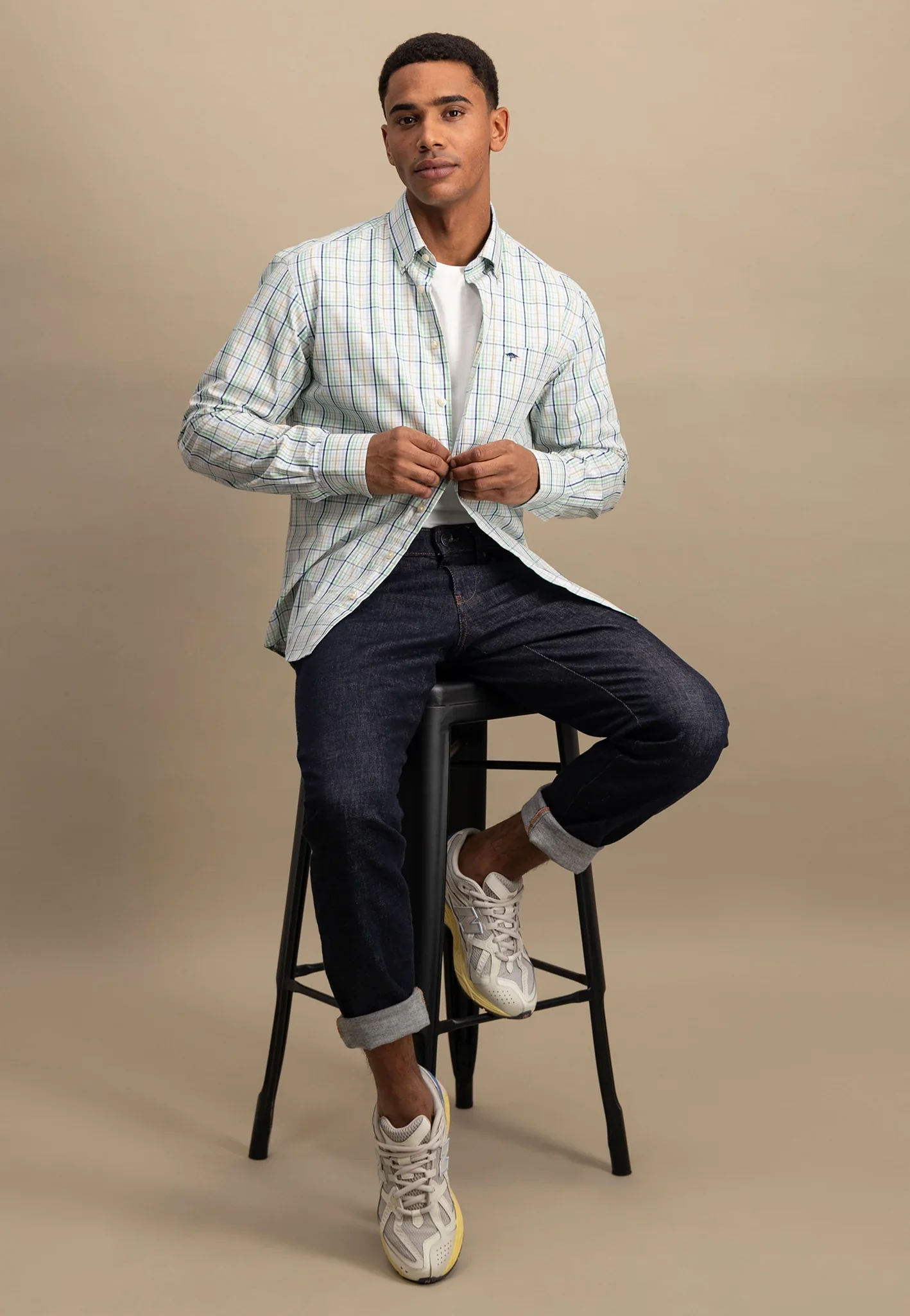 60% OFF FYNCH HATTON Pure Cotton Checked Shirt - Men's - Turf Green - Size: SMALL - Image 6