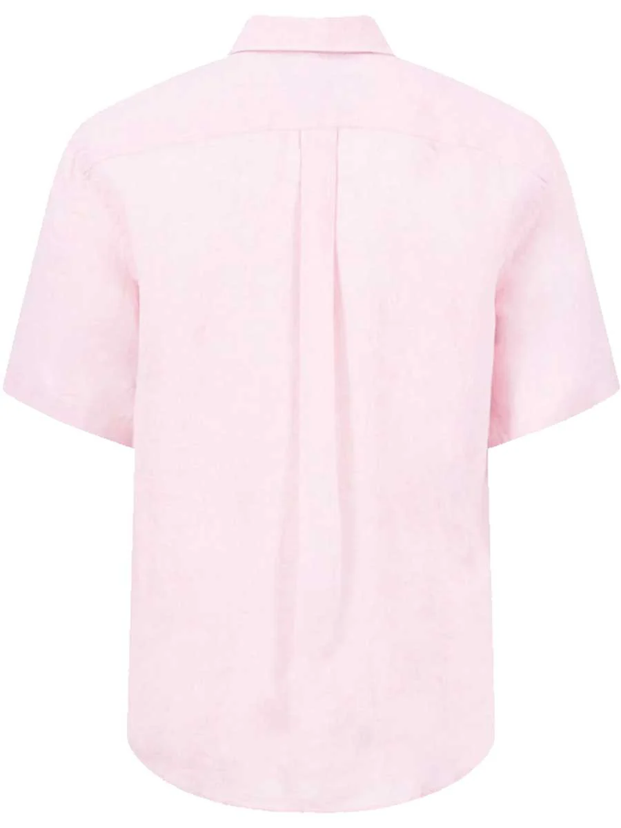 FYNCH HATTON Pure Linen Short-Sleeve Shirt - Men's – Magnolia - Image 3