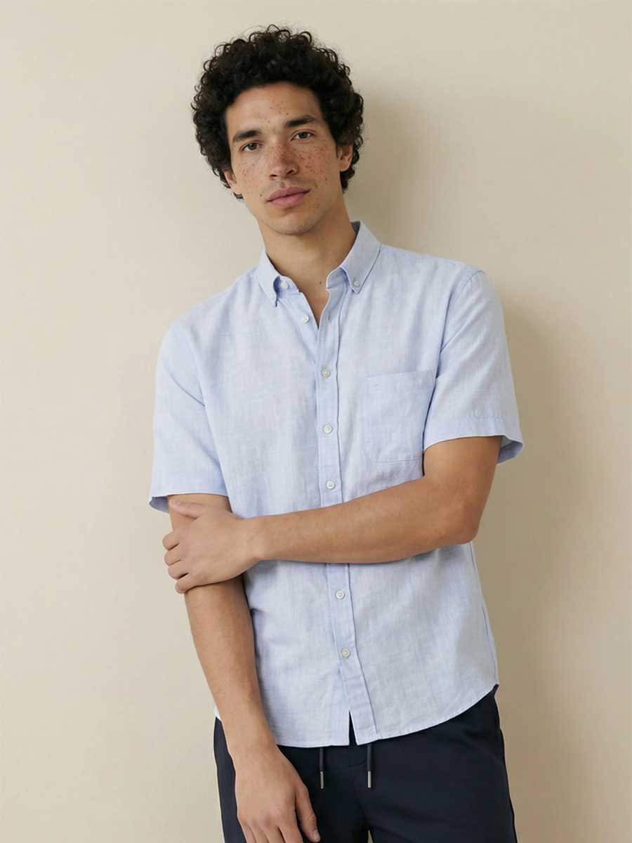 FYNCH HATTON Pure Linen Short-Sleeve Shirt - Men's – New Breeze - Image 2