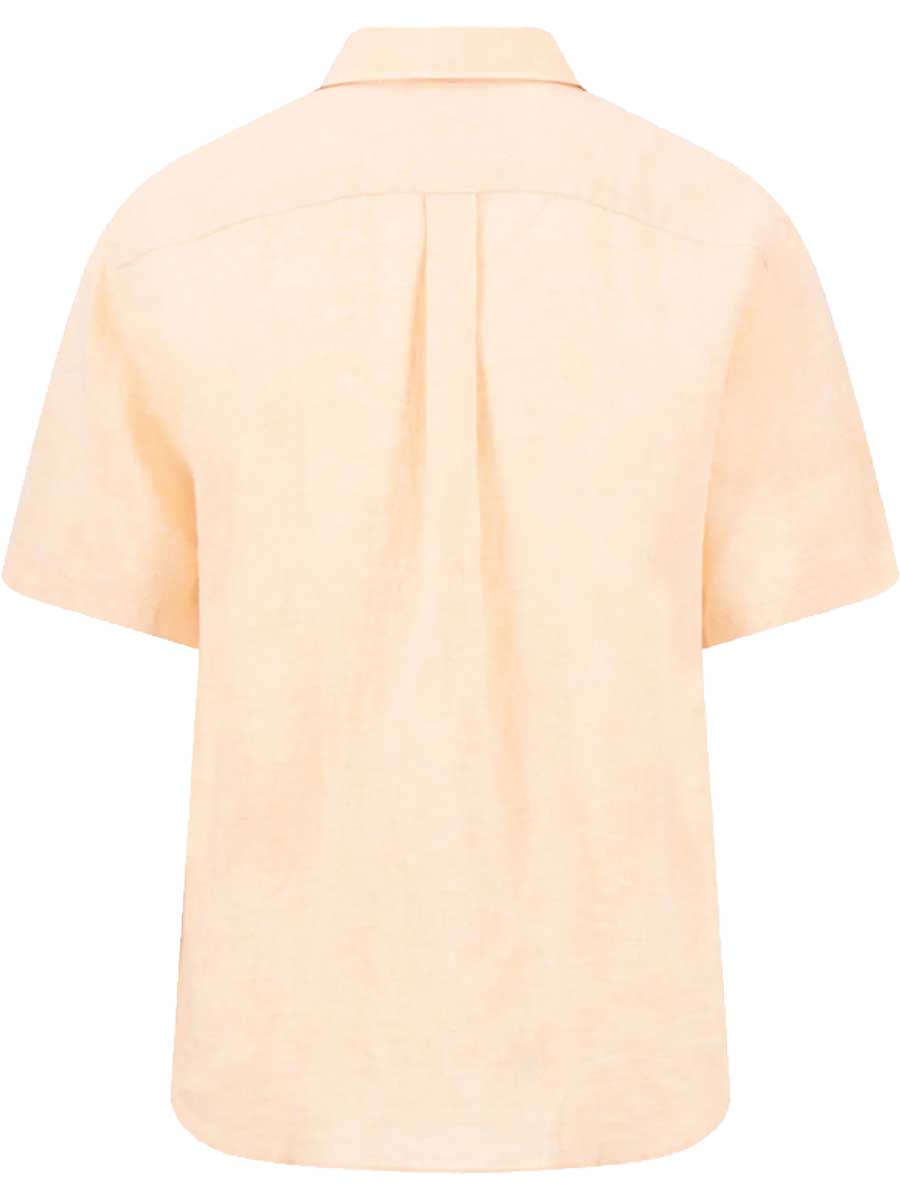 FYNCH HATTON Pure Linen Short-Sleeve Shirt - Men's – Tangerine - Image 3
