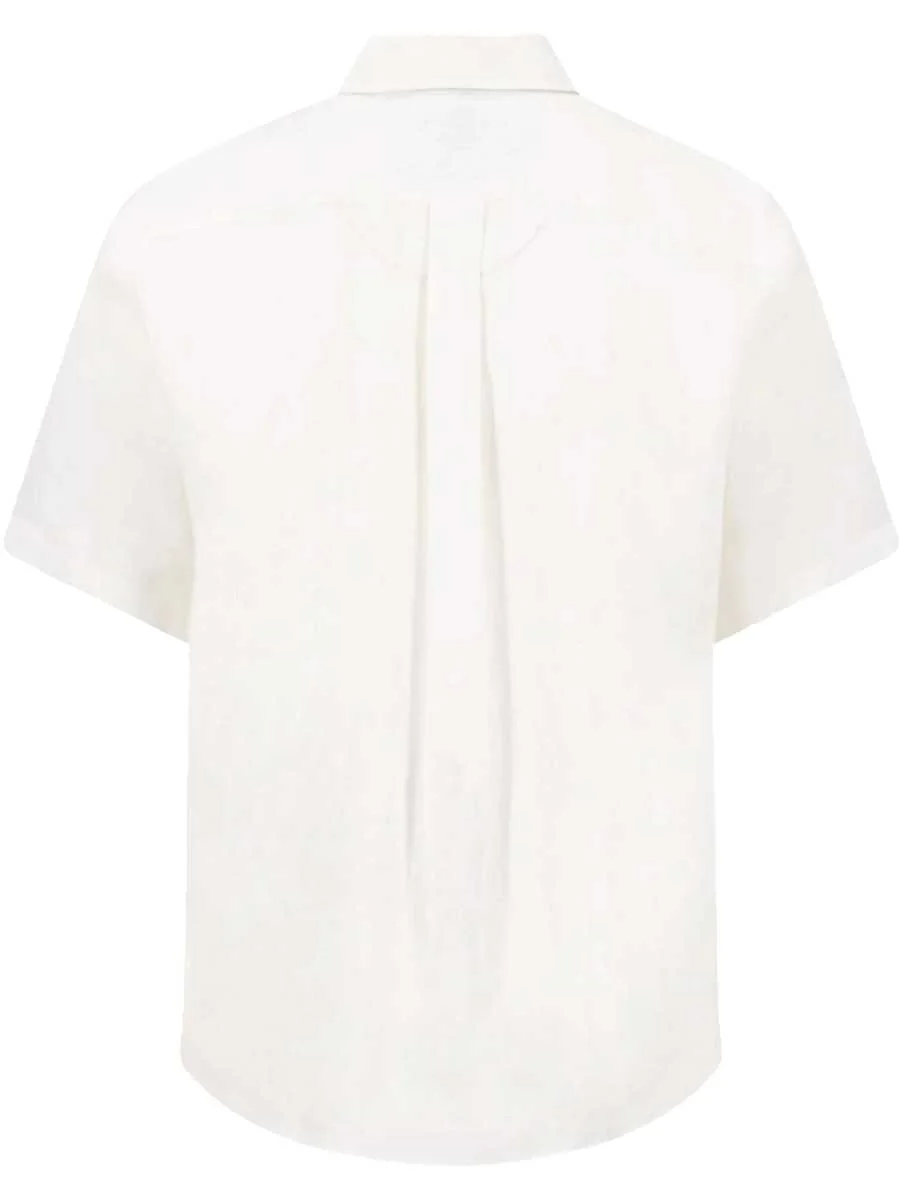 FYNCH HATTON Pure Linen Short-Sleeve Shirt - Men's – White - Image 3
