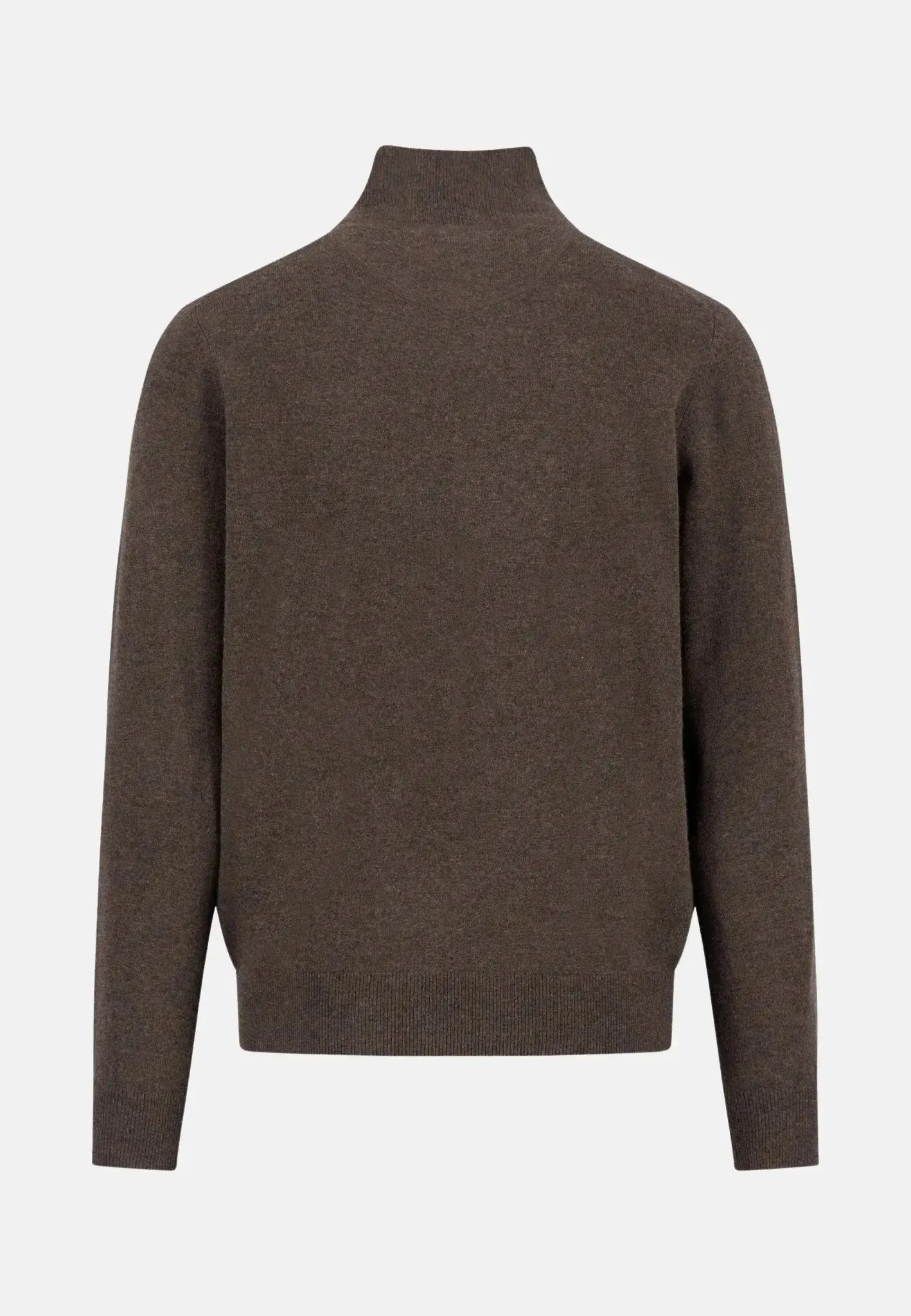 FYNCH HATTON Troyer 1/4 Zip Merino Cashmere Sweater - Men's – Dark Chocolate - Image 2