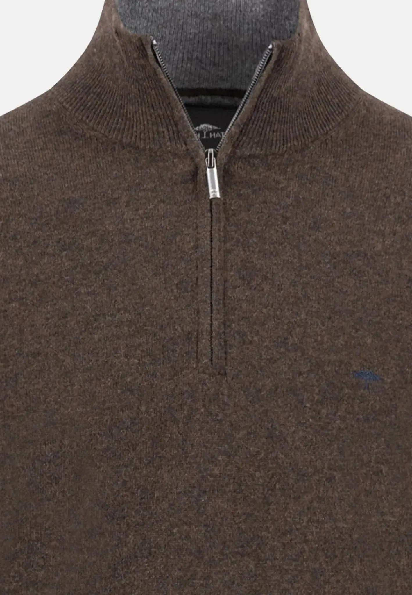 FYNCH HATTON Troyer 1/4 Zip Merino Cashmere Sweater - Men's – Dark Chocolate - Image 3