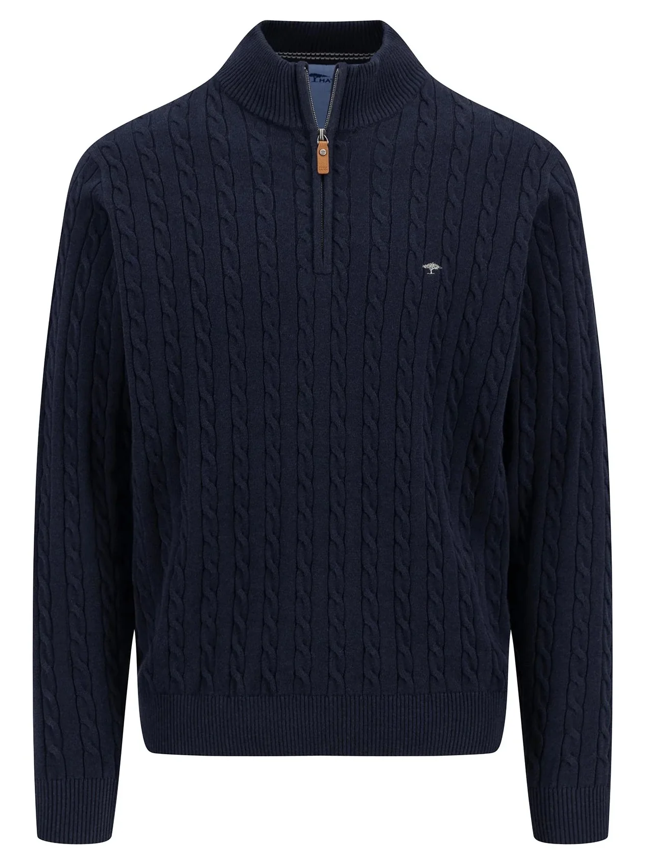 FYNCH HATTON Soft Cable Knit 1/4 Zip - Men's – Navy