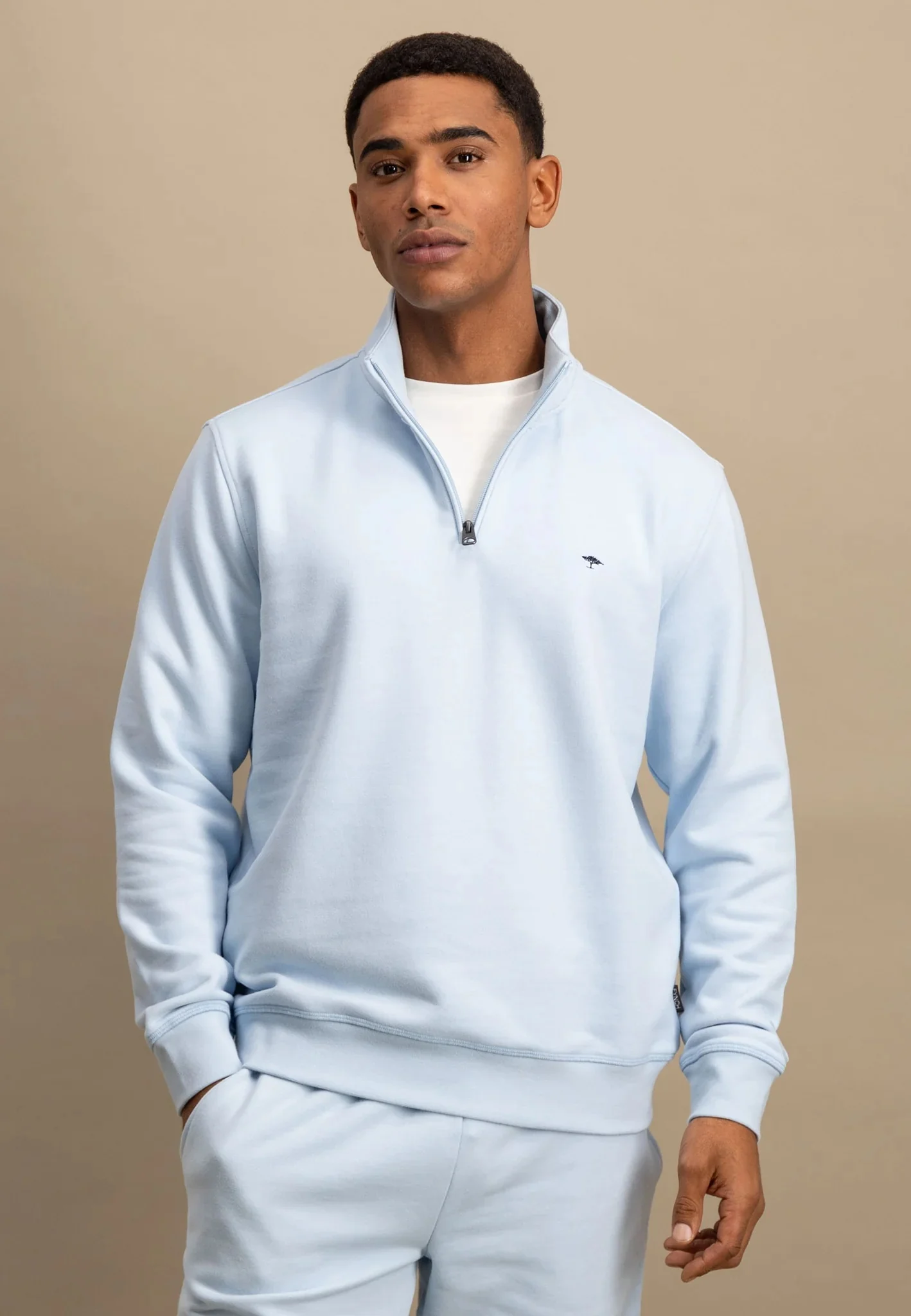 FYNCH HATTON Troyer 1/4 Zip Sweatshirt - Men's Soft Cotton – Summer Breeze - Image 2