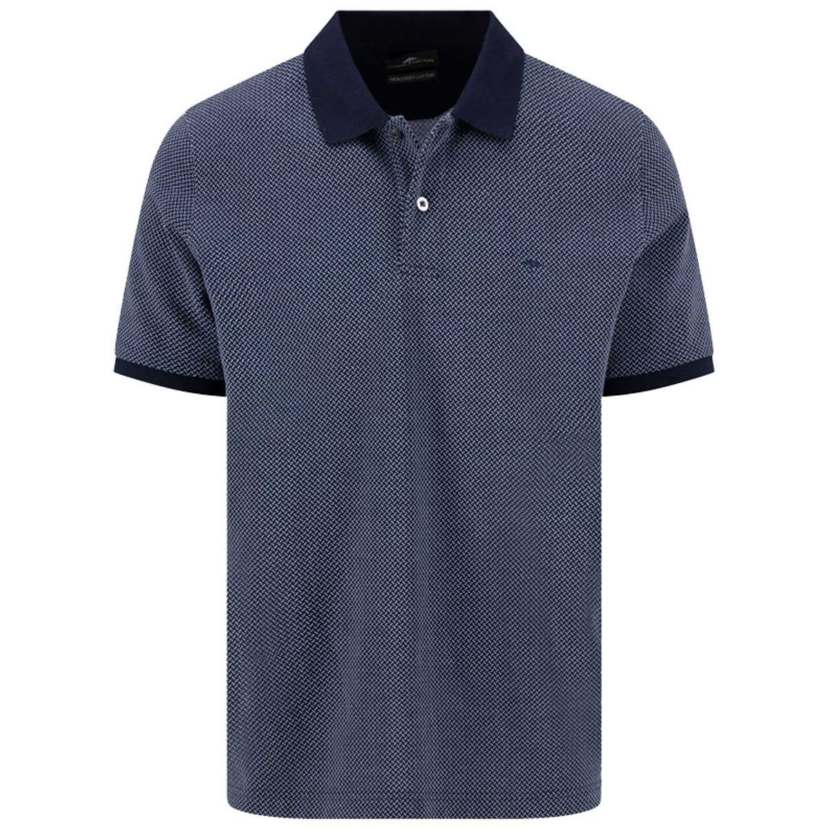 FYNCH HATTON Two Tone Mecerised Cotton Polo Shirt - Mens - Navy