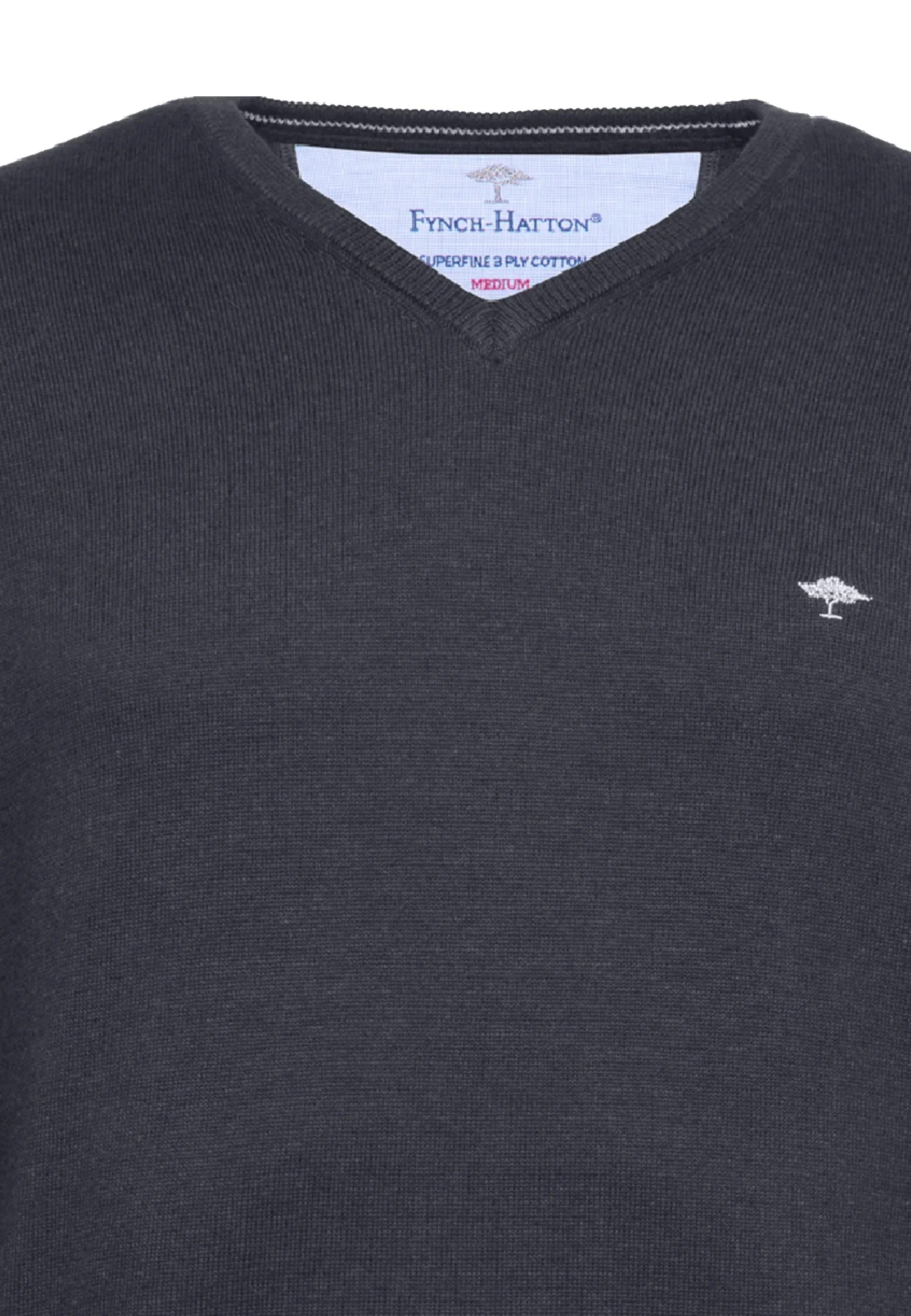 FYNCH HATTON V-Neck Sweater - Men's Fine Knit – Charcoal - Image 2