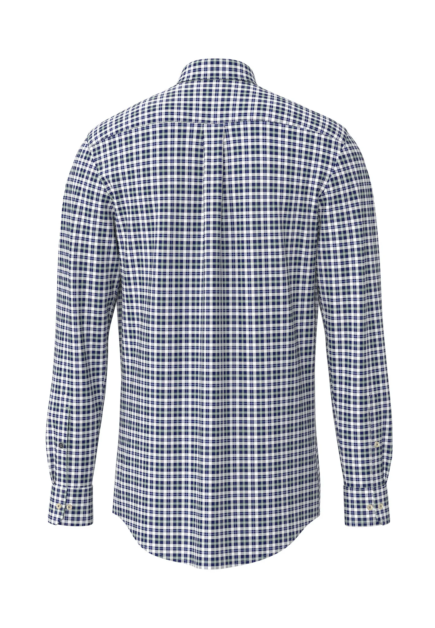 FYNCH HATTON Washed Oxford Check Shirt – Men's Button-Down – Fern - Image 3