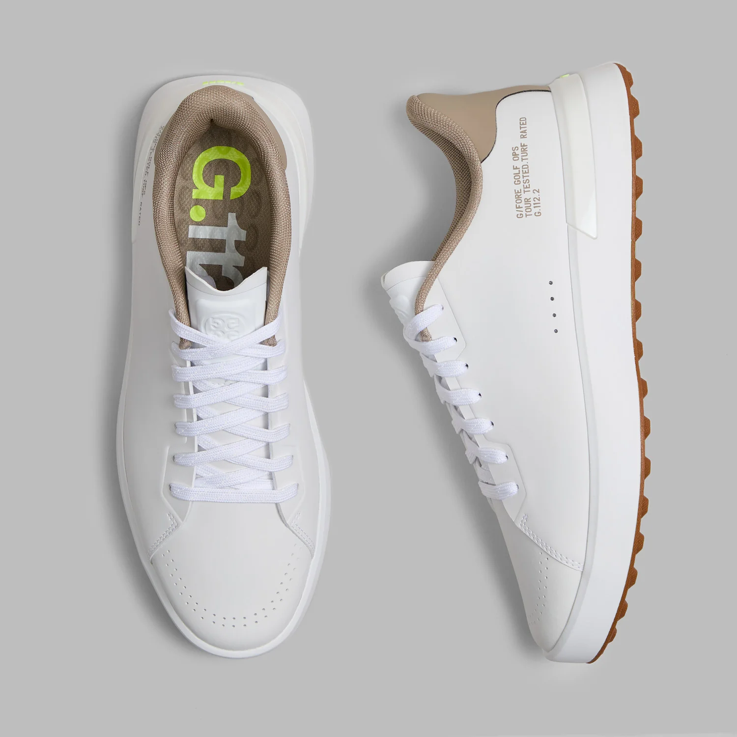 G/FORE G.112 Men’s Spikeless Golf Shoes - Snow / Dune - Image 3