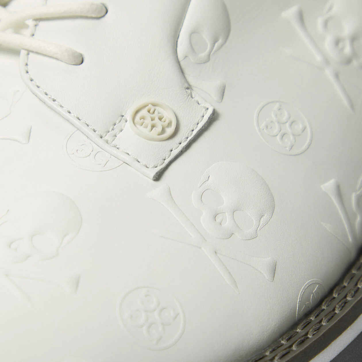 G/FORE Gallivanter Full Grain Leather Men’s Golf Shoes – Embossed Skull & Tees - Snow / Twilight - Image 3