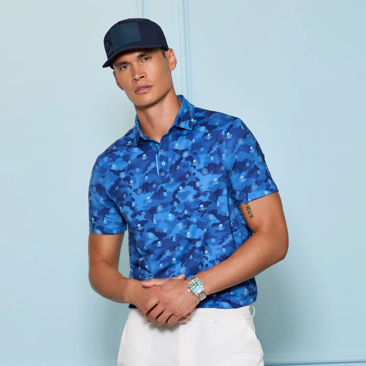 G/FORE Icon Camo Tech Jersey Polo Shirt - Men's 4-Way Stretch - Azul - Image 2