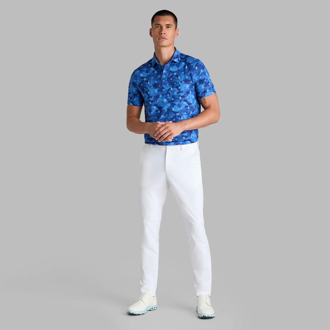 G/FORE Icon Camo Tech Jersey Polo Shirt - Men's 4-Way Stretch - Azul - Image 3