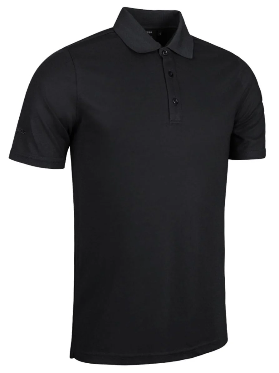 GLENMUIR Men's Deacon Performance Piqué Golf Polo Shirt – Black