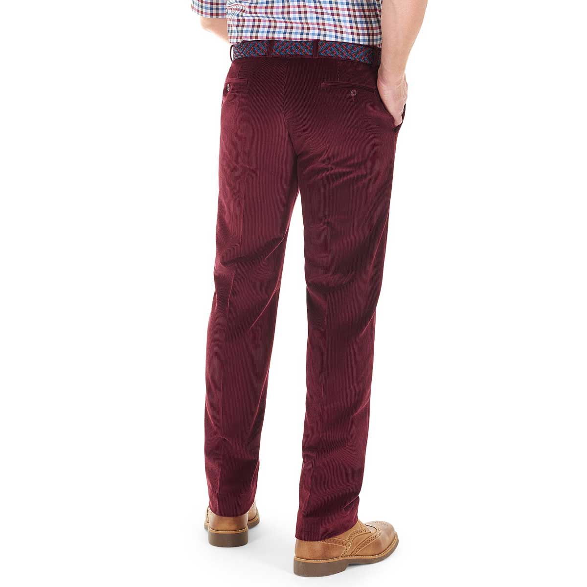 GURTEEN Verona Stretch Cord Trousers - Wine - Image 3