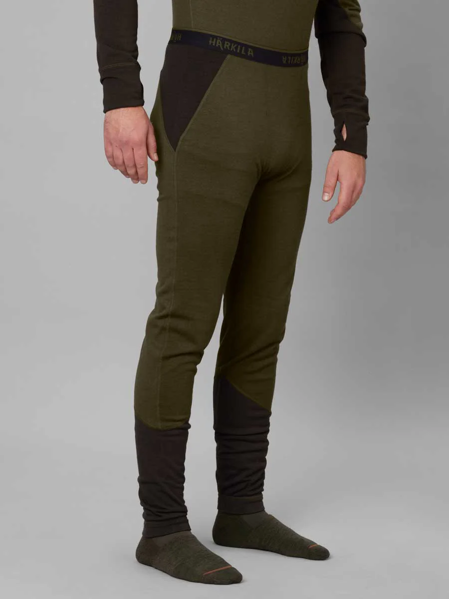 HARKILA Base Warm Long Johns - Mens - Willow Green / Shadow Brown - Image 3
