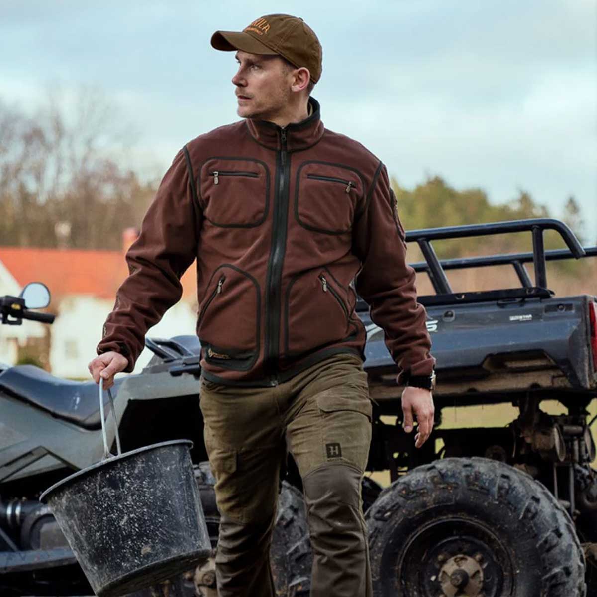 HARKILA Kamko Fleece - Mens Reversible Windstopper - Green/Bordeaux - Image 2