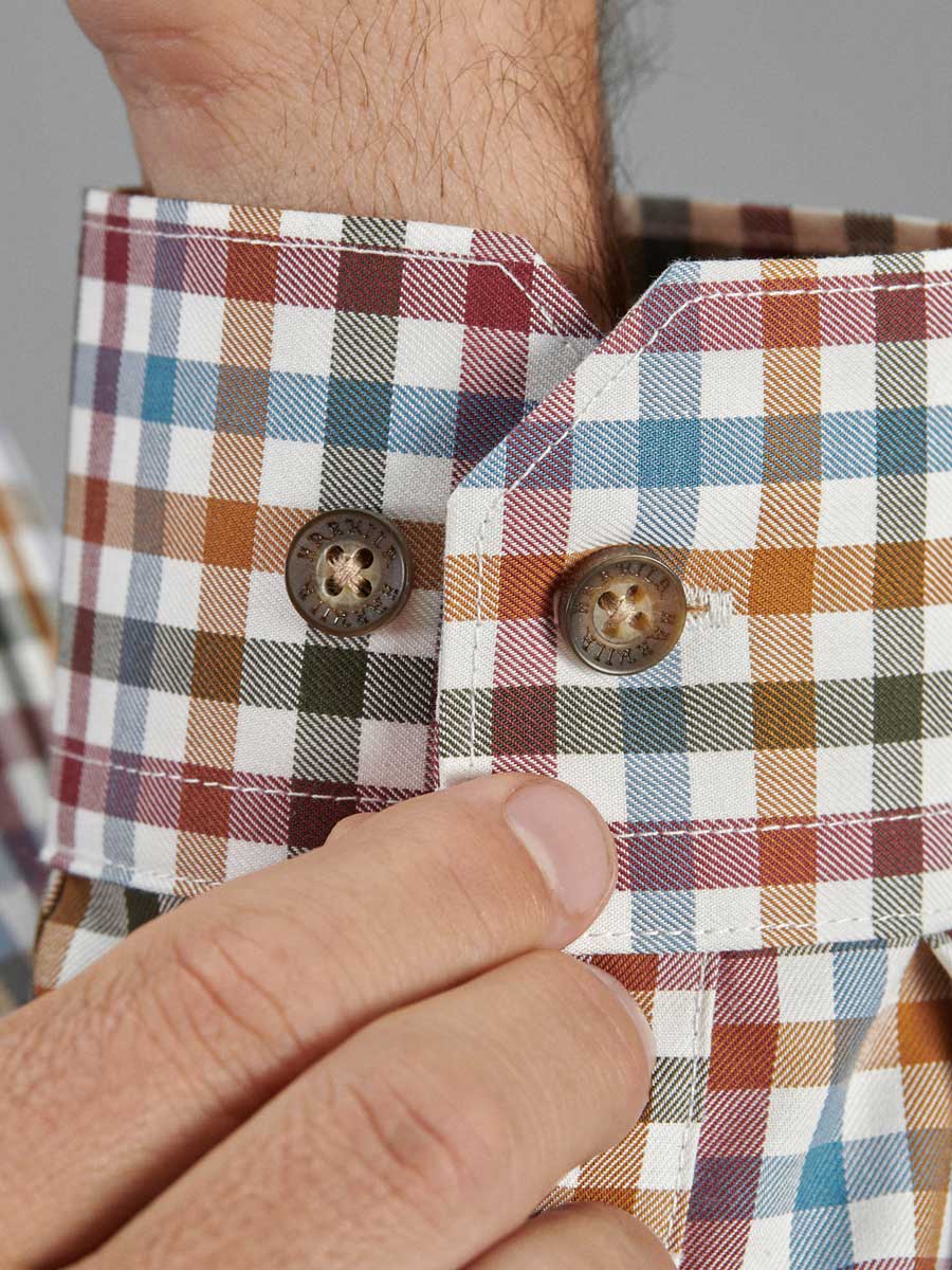 HARKILA Milford Shirt - Mens Fine Twill Cotton - Multi Check - Image 5