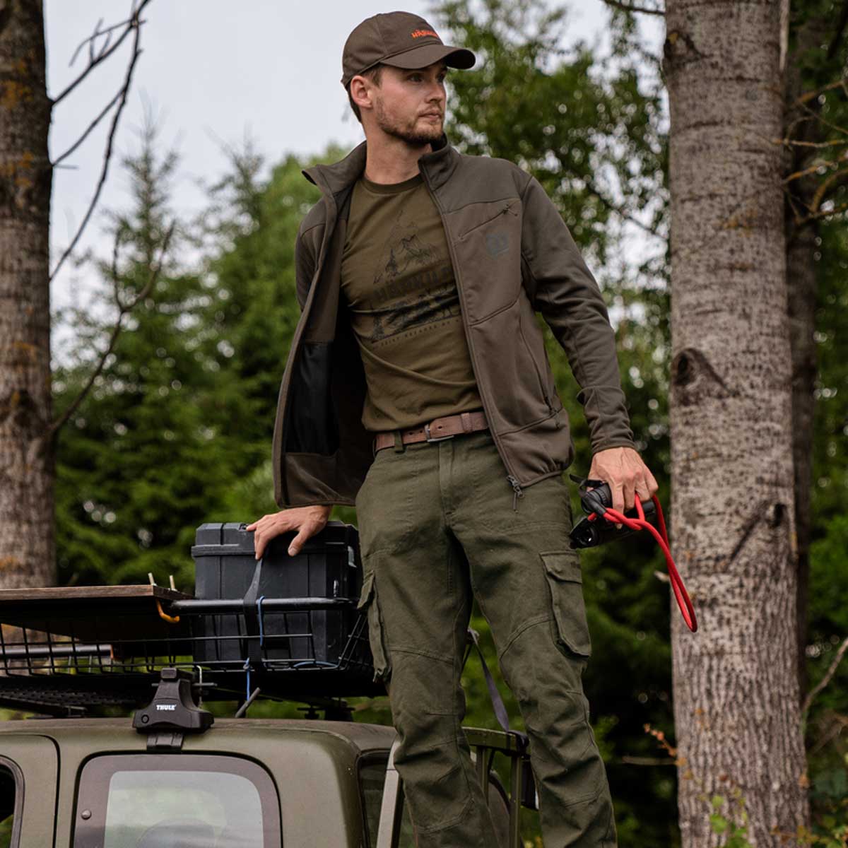 HARKILA Olaf Fleece Jacket - Mens -Willow Green / Shadow Grey - Image 2