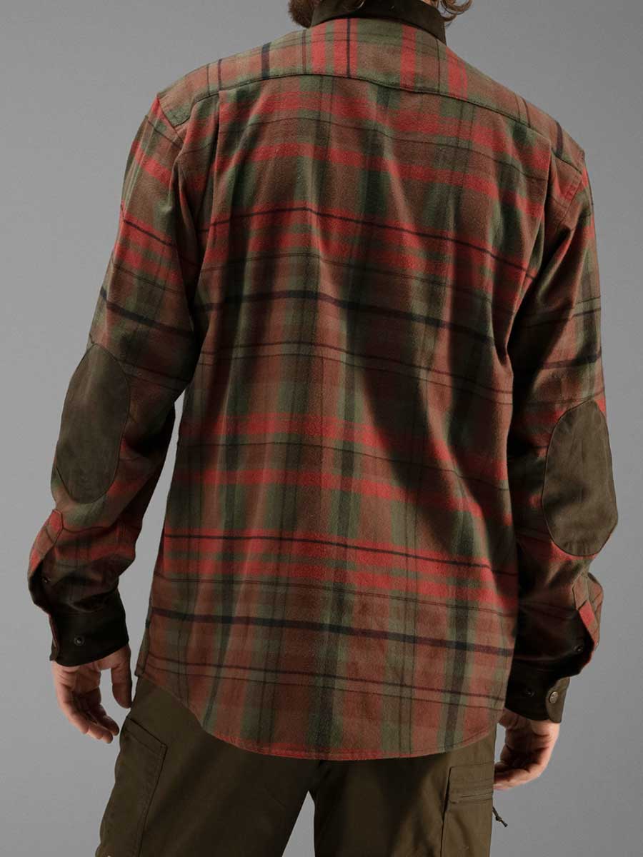 HARKILA Pajala Shirt - Mens Brushed Cotton - Red Autumn Check - Image 4