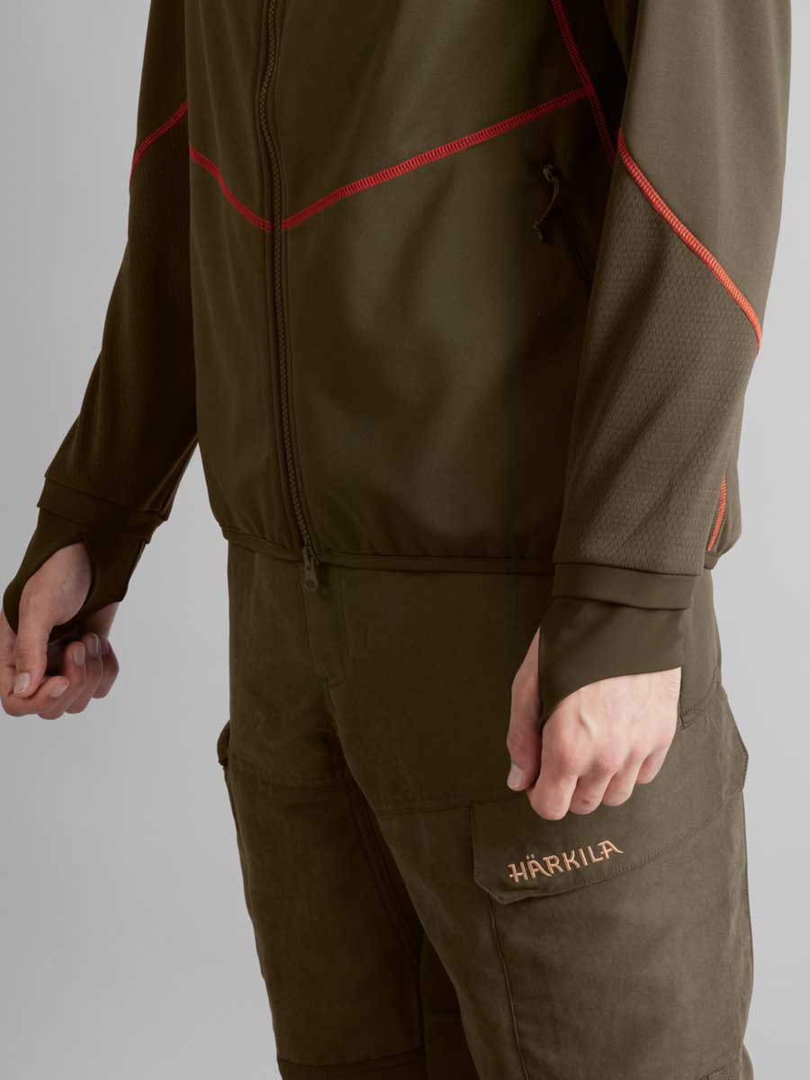 HARKILA Scandinavian Fleece Jacket - Mens - Willow Green & Shadow Brown - Image 4