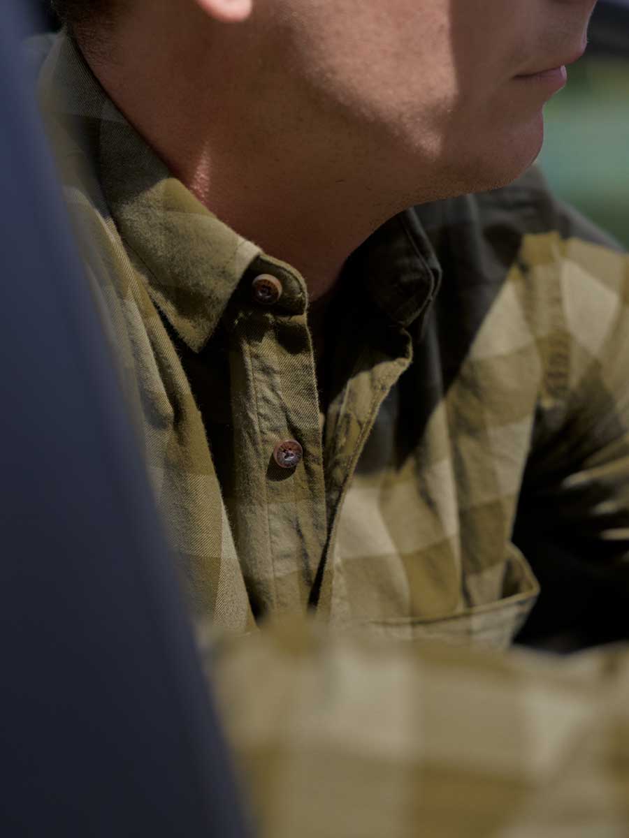 HARKILA Scandinavian Long Sleeve Shirt - Mens - Dark Olive Check - Image 7