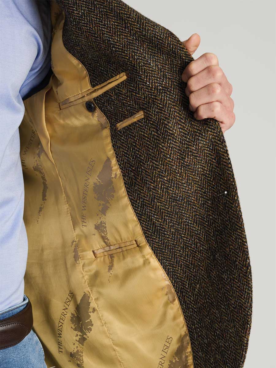 HARRIS TWEED Dumfries Tailored Fit Jacket - Mens - Brown Herringbone - Image 2