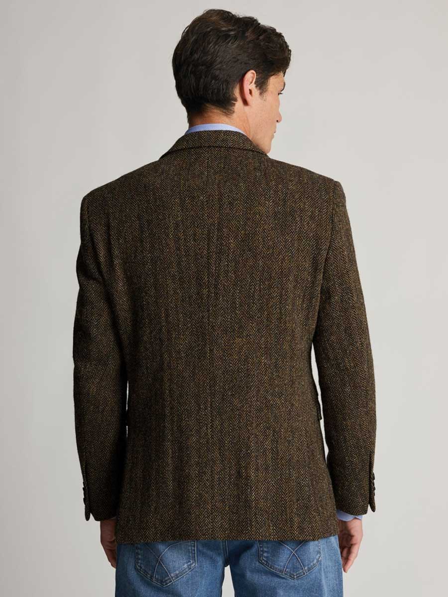 HARRIS TWEED Dumfries Tailored Fit Jacket - Mens - Brown Herringbone - Image 4