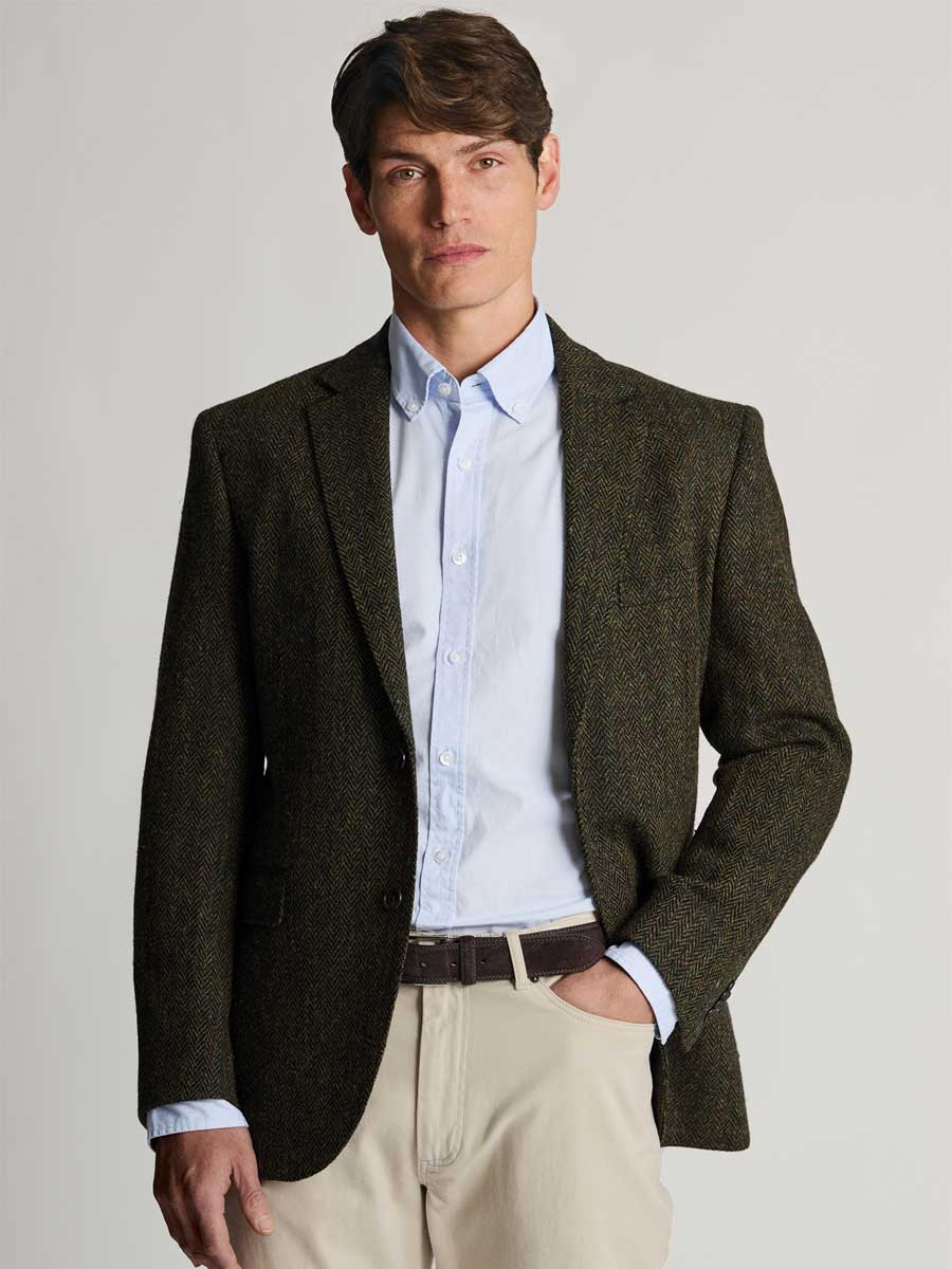 HARRIS TWEED Glencoe Tailored Fit Jacket - Mens - Green