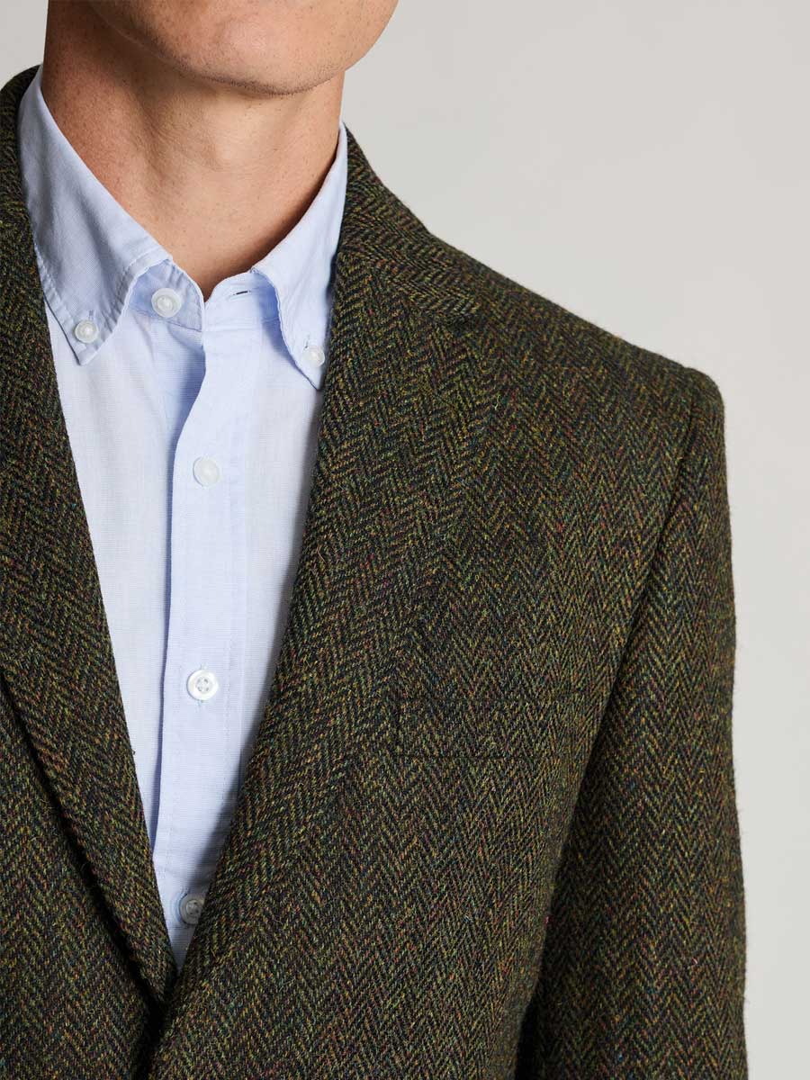 HARRIS TWEED Glencoe Tailored Fit Jacket - Mens - Green - Image 6