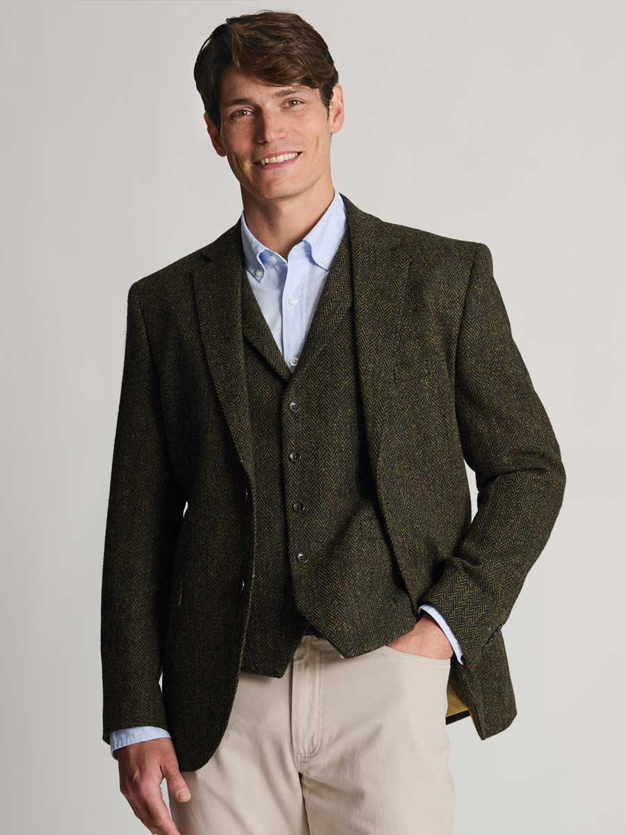 HARRIS TWEED Glencoe Tailored Fit Jacket - Mens - Green - Image 7