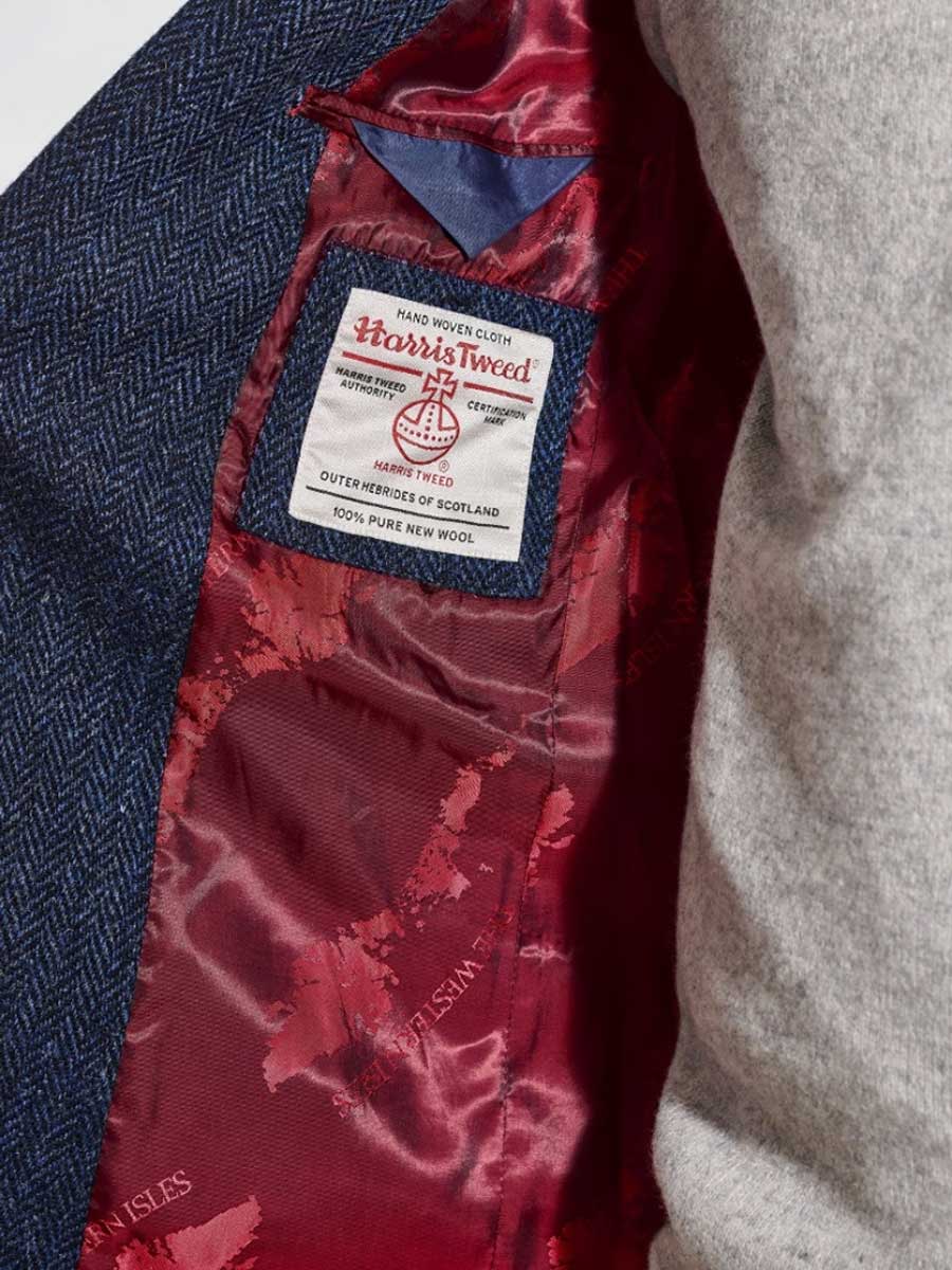 HARRIS TWEED Stranrear Jacket - Mens - Navy Herringbone - Image 2