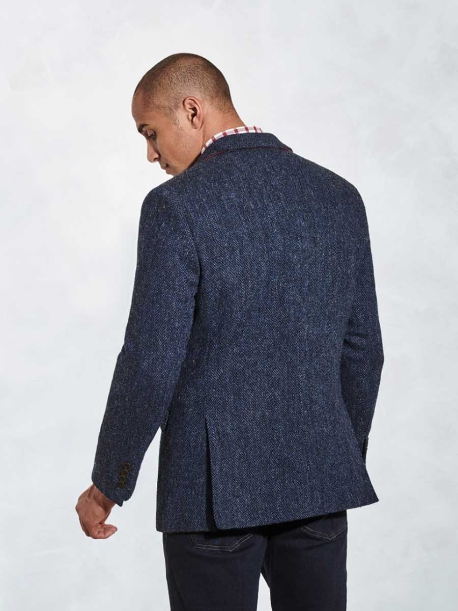 HARRIS TWEED Stranrear Jacket - Mens - Navy Herringbone - Image 3