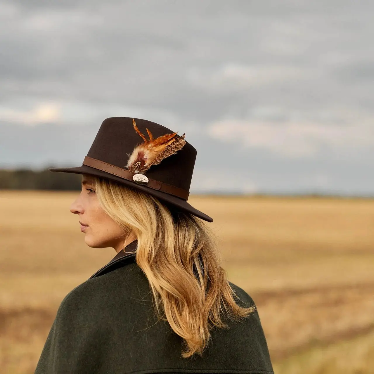 HICKS & BROWN Ladies Suffolk Fedora Hat - Gamebird Feather - Dark Brown - Image 2