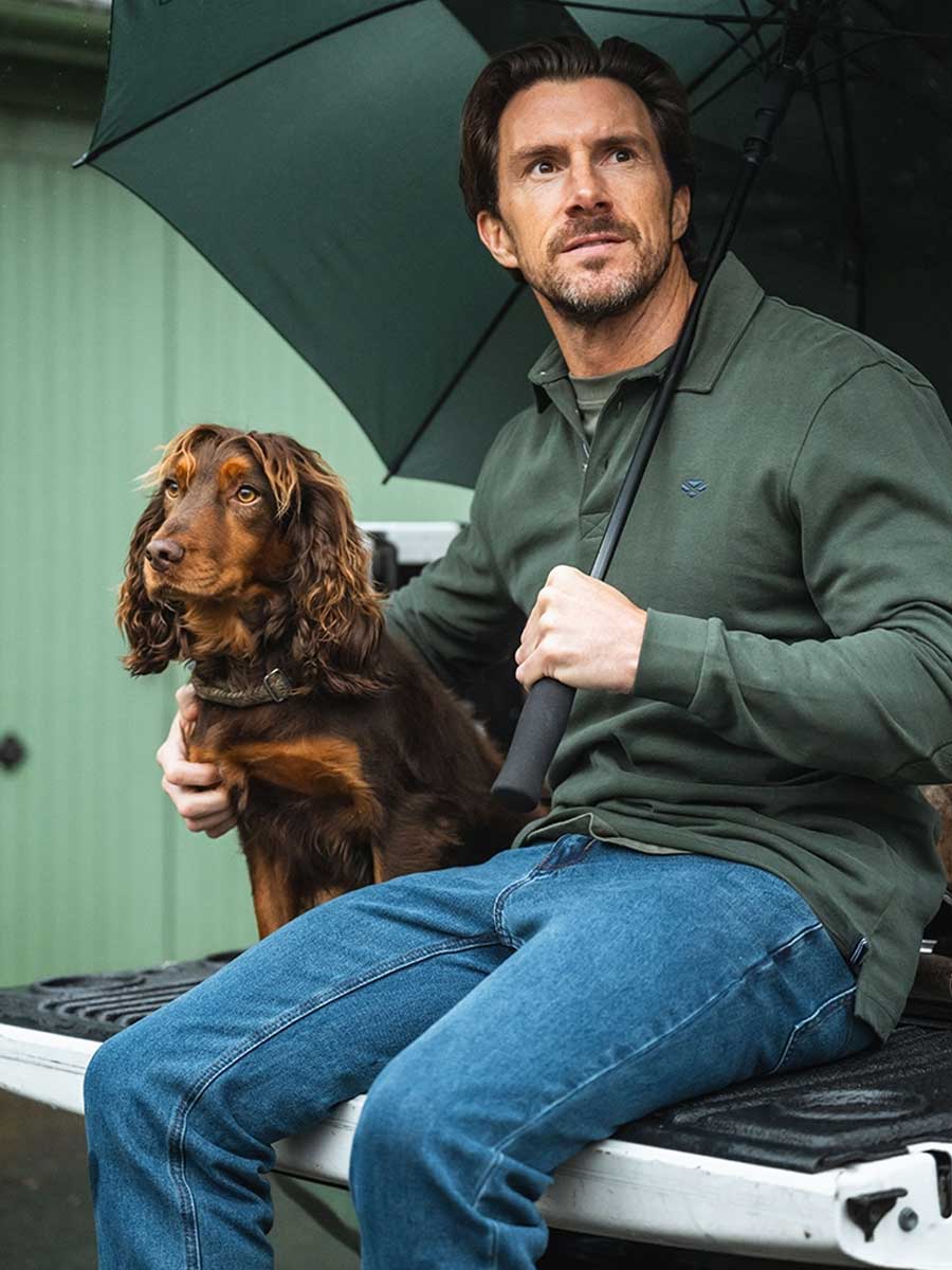 HOGGS OF FIFE Moffat Long Sleeve Rugby Shirt - Mens - Forest Green - Image 2