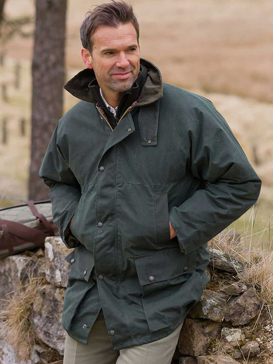 HOGGS OF FIFE Padded Wax Jacket - Men's - Olive - Image 2