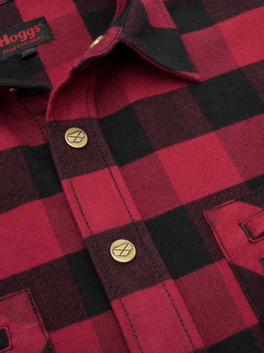 HOGGS OF FIFE Tentsmuir Flannel Shirt - Mens - Red & Black Check - Image 3