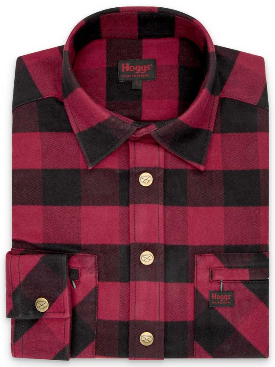 HOGGS OF FIFE Tentsmuir Flannel Shirt - Mens - Red & Black Check - Image 6