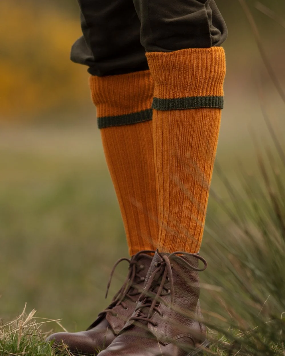 HOUSE OF CHEVIOT Estate Shooting Socks - Mens - Ochre - Image 2