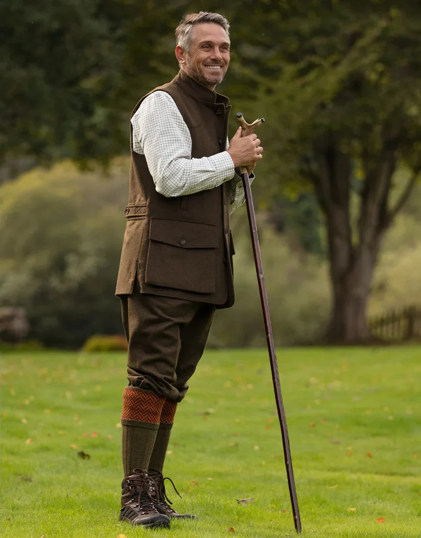 HOUSE OF CHEVIOT Herringbone Shooting Socks - Mens - Bracken - Image 2
