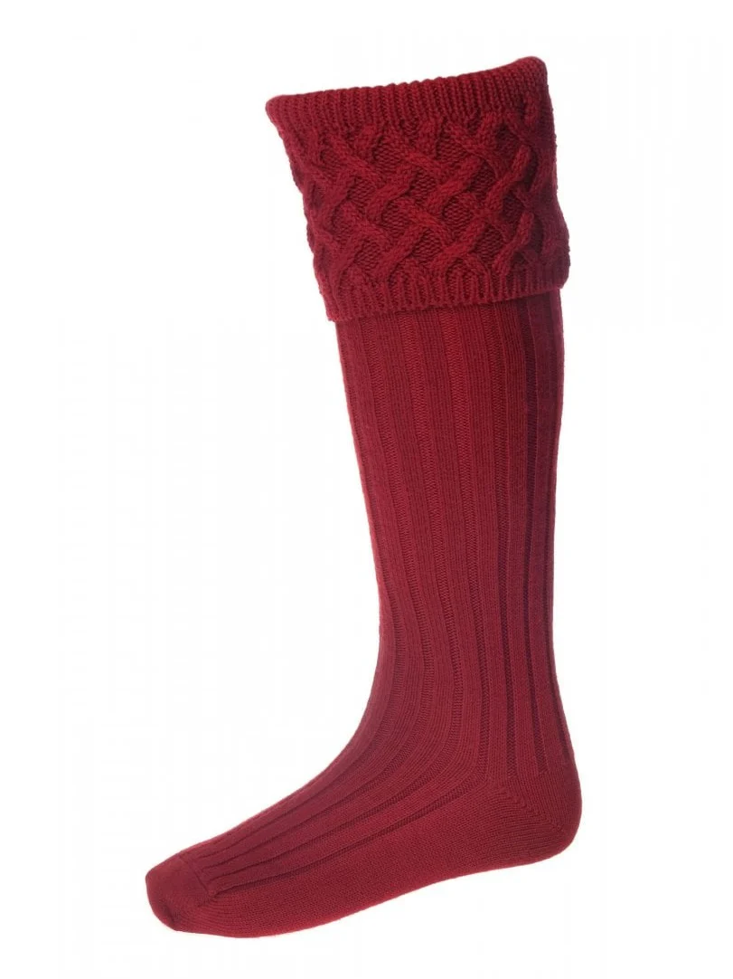 HOUSE OF CHEVIOT Rannoch Shooting Socks - Mens - Brick Red