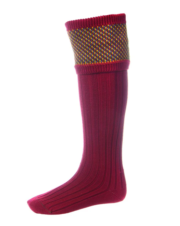 HOUSE OF CHEVIOT Tayside Shooting Socks - Mens - Brick Red