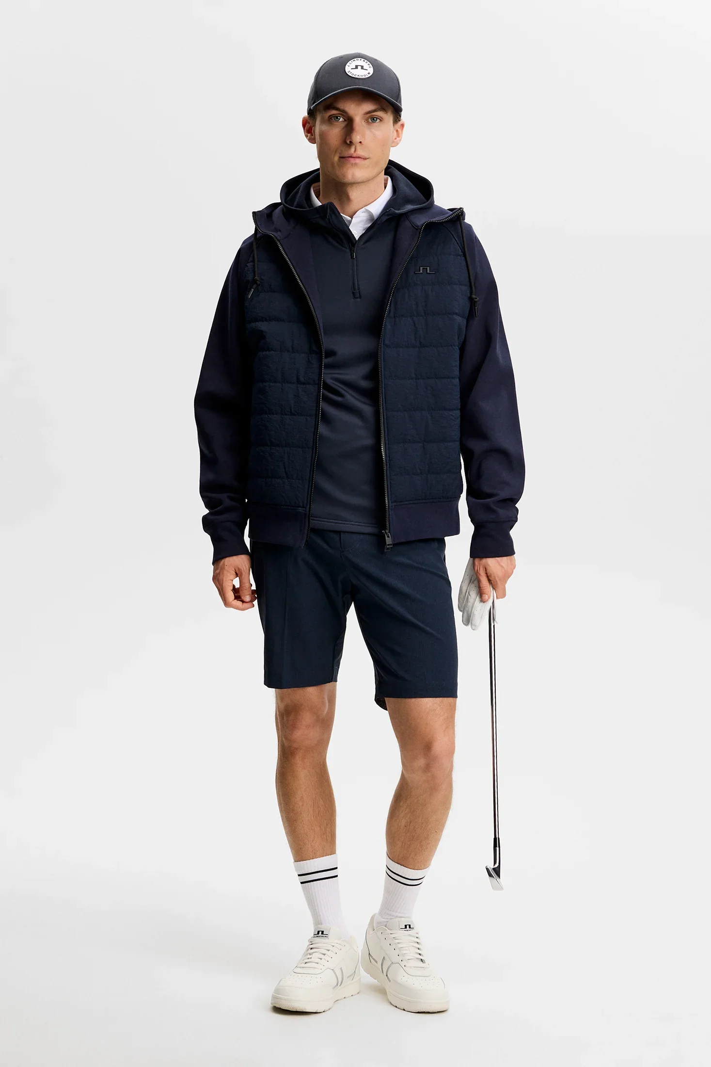 J.LINDEBERG Aerial Quarter Zip Golf Hoodie – Men’s – JL Navy - Image 3